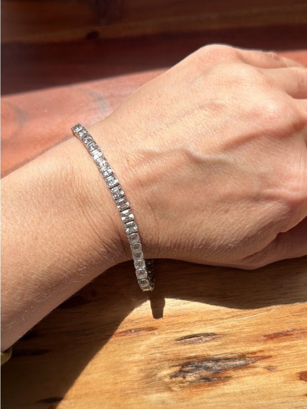 Elegant Silver Tennis Bracelet with Clear Stones - Women's Jewelry